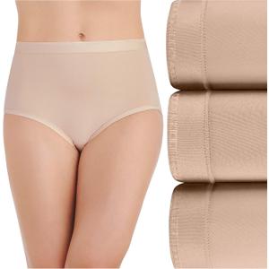 Vanity Fair Women's Comfort Where It Counts No Ride Up Panties (10, Brief - 3 Pack - Neutral)