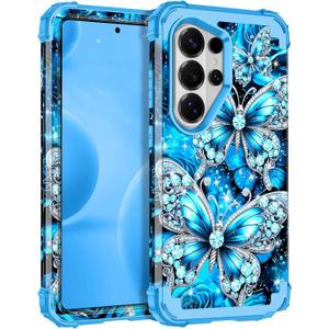 Casetego for Galaxy S26 Ultra Case,Glow in The Dark Three Layer Heavy Duty Sturdy Shockproof Full Protection Rugged Hard PC+Soft TPU Bumper Case for Samsung Galaxy S26 Ultra 5G 6.9 inch,Bright Blue