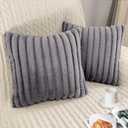 2 Pack 22x22 Pillow Cover Velvet Pillow Covers, Faux Fur Square Throw Pillow Covers for Living Room Decorations Throw Pillow Case, Throw Pillow Cover Cushion Cover for Home Sofa Bedroom Car, Grey
