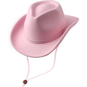 AQOKKA Kids Cowboy Hat Western Toddler Cowgirl Hat Baby Cowboy Wide Brim Felt Fedora Hat with Buckle Belt for Boys Girls