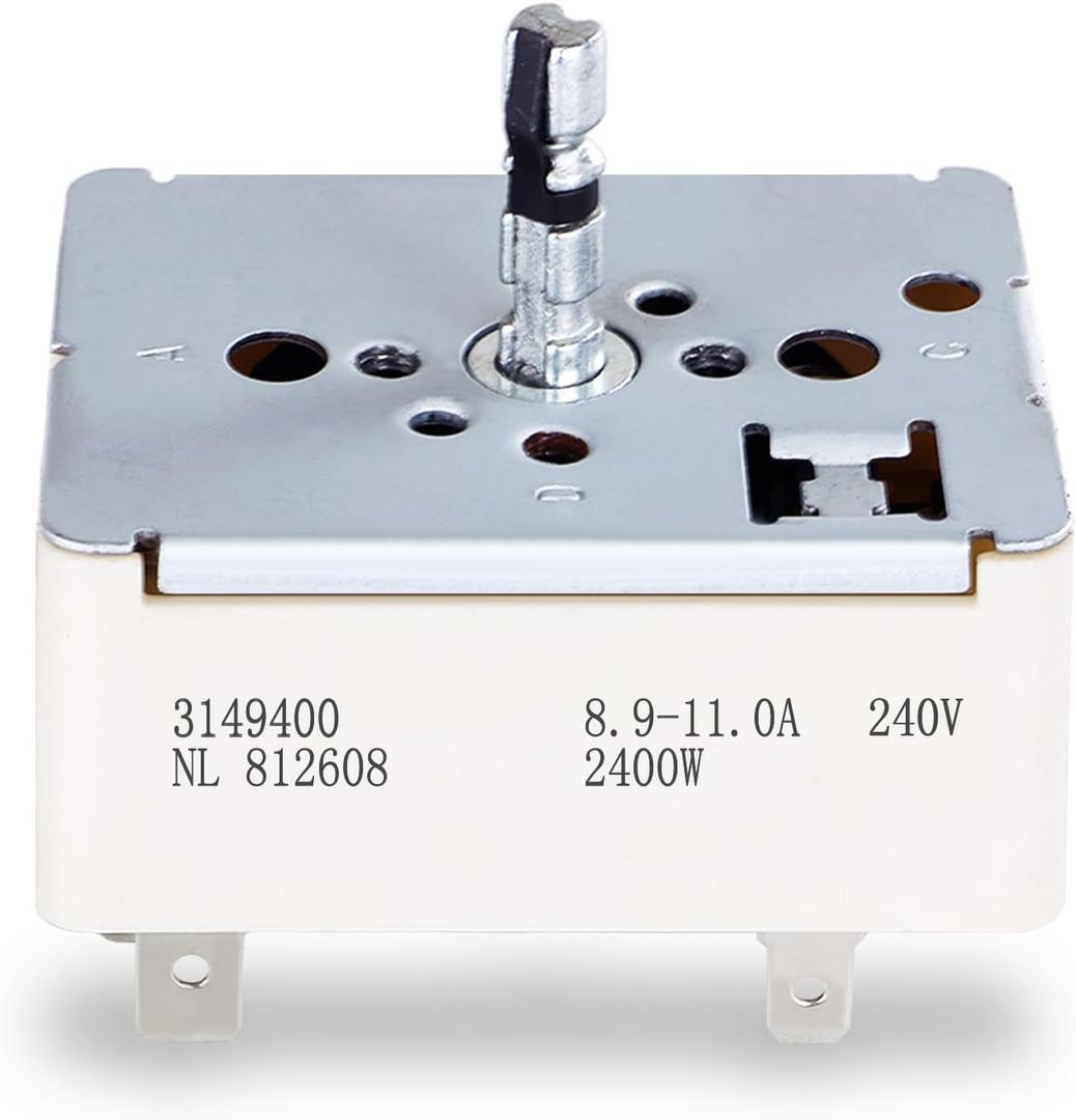 WP3149400 3149400 3148954 3148953 Range Burner Infinite Control Switch (8 Inch), Replace for WP3149404, 3148954, 314140, W10295573, 99989662, 311858, 311859, 310180, 311846, 3149400 Fits for Whirlpool