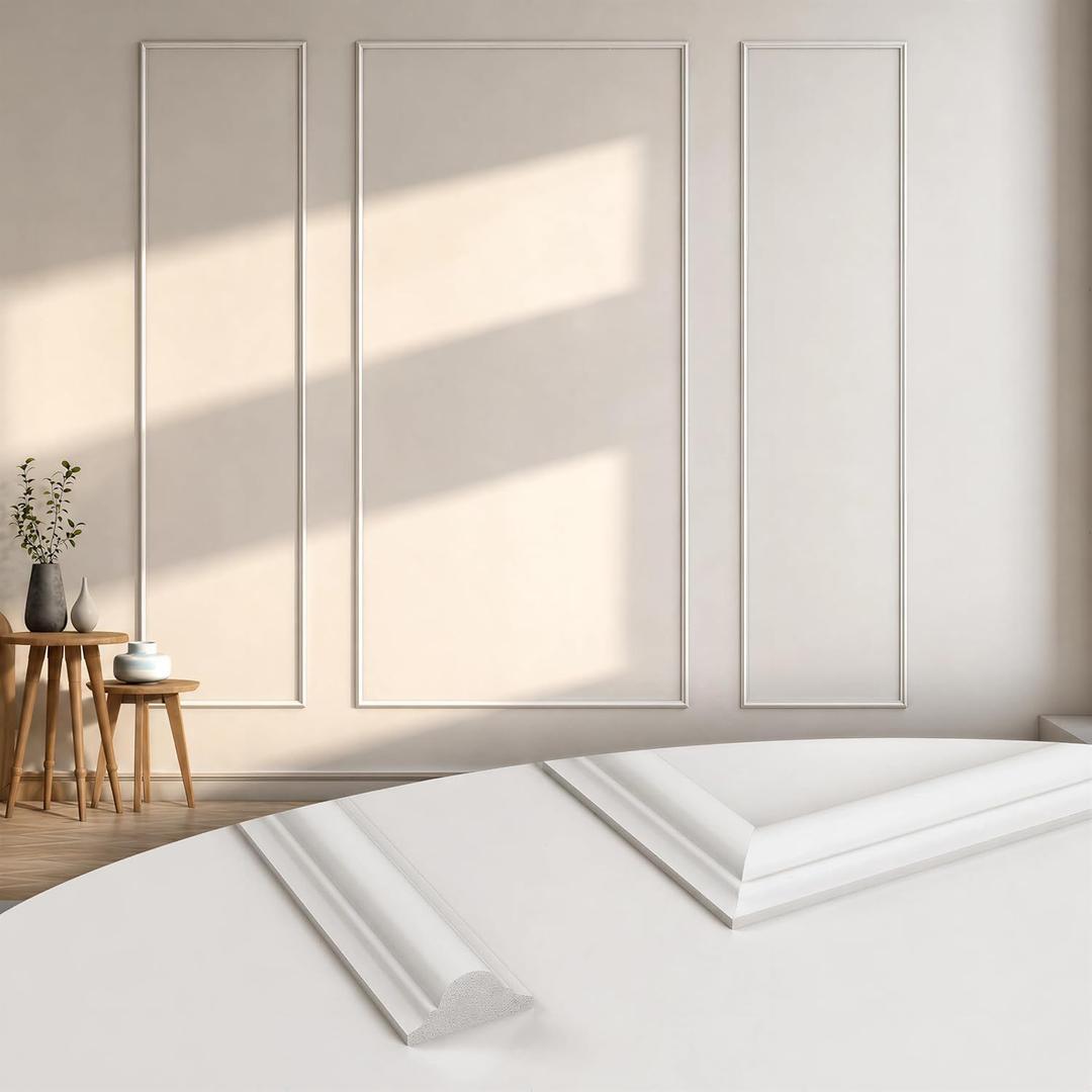 COUKIU 6 Sets Pre-Cut Wall Molding kit,Ready to Assemble Accent Molding Wainscoting Panels for Interior Walls Home Decor（6 Frames，Style2)