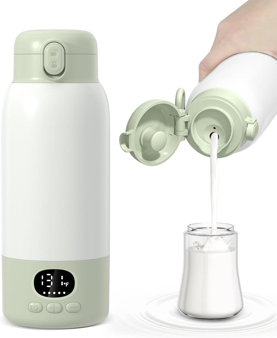 Portable Bottle Warmer 17oz Large Capacity Bottle Warmer for Travel, Fast Heating for Breast Milk Formula and Milk, Suitable for Baby Outdoor Airplane and Car Green5
