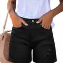 luvamia Women's Casual Ripped Denim Shorts High Rise Distressed Rolled Hem Jeans Shorts, L