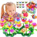 FUNZBO 109pcs Flower Garden Building Toy Set - Spring Toys for 3 4 5 6 7 Years Old Girl, STEM Montessori Educational Toy for Kid Toddler, Sorting & Stacking Building Block Birthday Gift