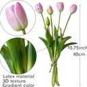DUYONE 15pcs Artificial Tulips Flowers, Latex Bouquet, Fake Tulips for Office Wedding Party Home Kitchen Garden Decoration-B Baby Pink