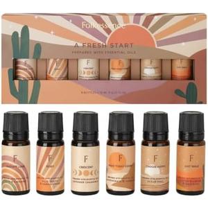 Folkulture Fresh Essential Oils Set for Diffuser | Aromatherapy Oils Set for Meditation, Relaxation, Reset & Mindful Living | 6 Scents – Lavender, Palo Santo, Ocean Salt, Sandalwood & More