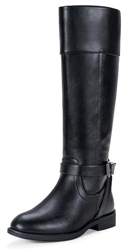 Jeossy Women's Black Riding Boots, Calf Knee High Boots, 951 US - with Zipper (DJY951 Black Size 8)