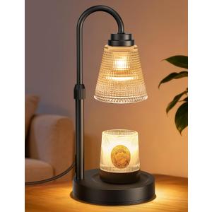 Candle Warmer Lamp with Timer Dimmable, Adjustable Height Wax Melts Warmer for Jar Candles, Housewarming, Birthday, for Women and Mom, Home Decor (Black)