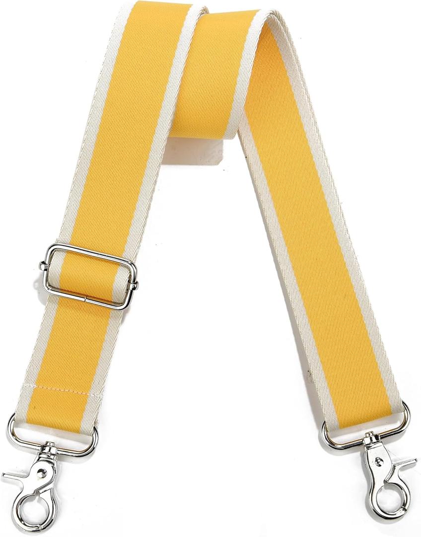 Wide Purse Strap Adjustable Replacement Crossbody Bag Strap Silver Hardware Shoulder Straps (Silver -Color Block-yellow-824)