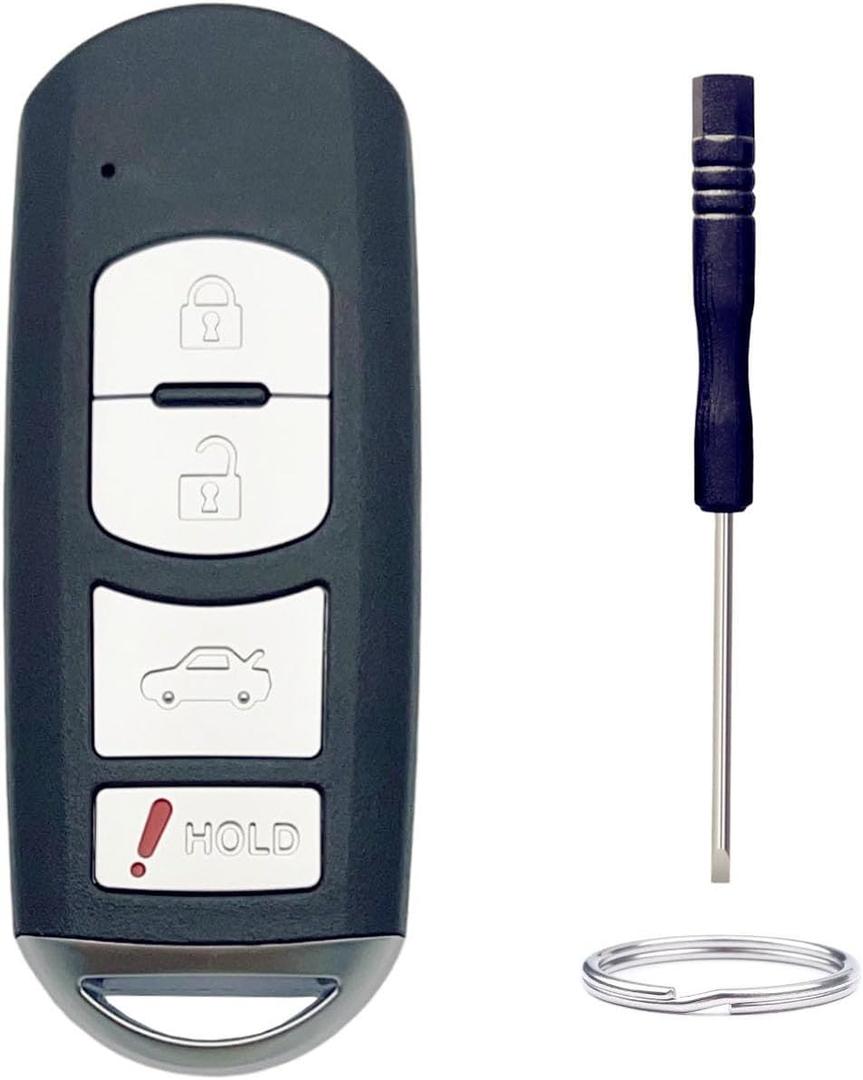 Key Fob Shell Replacement for Mazda 3 Mazda 6 2014 2015 2016 2017 2018 / MX-5 Miata 2016-2019 4 Button Car Keyless Entry Remote Control Key Fob Case Cover (4 Button)