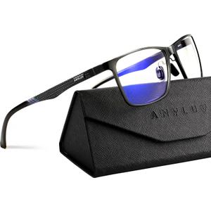 ANYLUV Blue Light Glasses Men, Relieve Eyestrain and Eye Protection, Al-Mg Metal Computer Blue Light Blocking Glasses ((Everyday Protection) 01- Black)