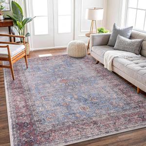 3x5 Area Rugs for Living Room - Washable, Non-Slip Medium Accent Rug for Bedroom, Kitchen, Entryway - Durable Carpet for High-Traffic Areas & Home Decor, Rustic Vibes/Rust