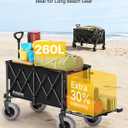 Beach Wagon with Big Wheels for Sand, 260L Capacity, Heavy Duty All-Terrain Folding Wagon with Expandable Rear, Durable Carbon Steel Frame & Big 8.3" Wheels for Beach, Outdoor & Camping Activities