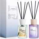 2 x Reed Diffuser - Sea Guaiac Wood&Lavender 4.06oz (120ml) 2 Packs Essential Oil Reed Diffuser Set with 16 Sticks, Long Lasting Fragrance for Home, Bathroom, Bedroom, Room, Decor