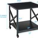 Fannova 2 Tier Large Printer Stand, 23.6 x 23.6 x 22.6 Inches Square Printer Table with Storage Shelf, Rolling Printer Cart with Industrial Wheels for Home Office, Mini Fridge Stand Table - Black