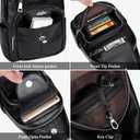 Over Earth Genuine Leather Sling Bag for Women Men Small Causal Crossbody Purse Chest Backpack(O212E Classic Black)