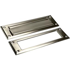 QCAA Solid Brass Mail Slot, with Solid Brass Interior Frame, 10" x 3", Satin Nickel, 1 Pack, Made in Taiwan