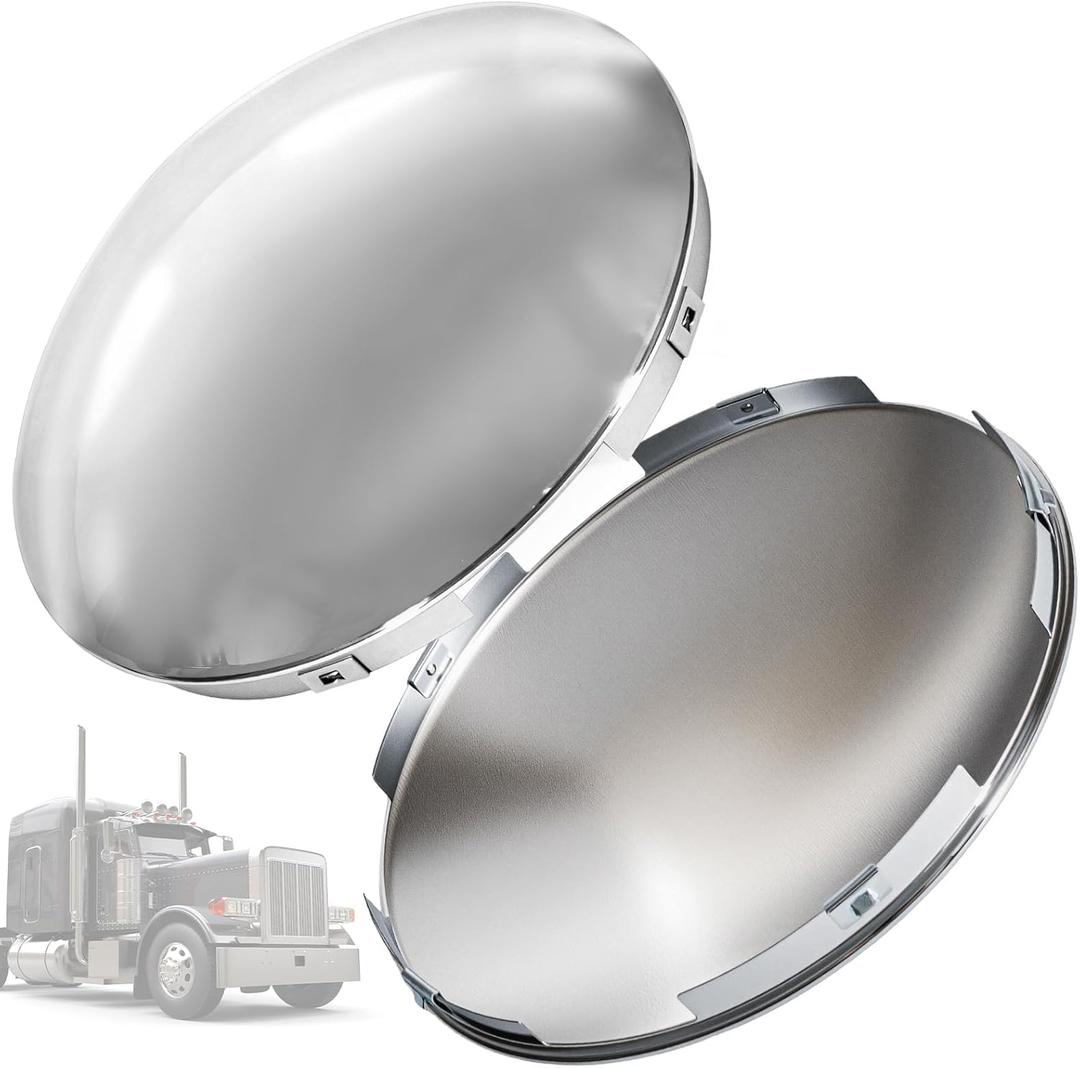 8 Inch Chrome Truck Hub Caps 2 Pack Baby Moon Style Rear Axle Covers Compatible with Peterbilt Freightliner Semi Trucks
