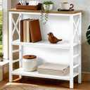 MNEETRUNG Book Shelf, Small 3-Tier Industrial Bookshelf with Strong Metal Frame & Backboard, 29.5" Short Bookcase for Small Spaces, Living Room, Bedroom and Home Office, White