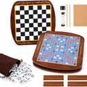 Deluxe Wooden Word Board Game, Extra Large 20" x 20" Crossword Game Set with Dust Cover, Built-in Storage Drawer & Felt Playing Surface