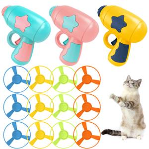 14 Pieces Cat Fetch Toy with Colorful Flying Propellers Set, Cat Playing Tracking Interactive Toys for Kitten Chasing Training Hunting