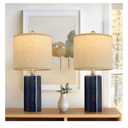 GSAFAVA 20.25" Small Table Lamps Set of 2 Modern Ceramic Lamps for Living Room Farmhouse Bedside Lamps Boho Lamps for Night Stands Green Bedroom Lamp Side Table Lamps End Table Lamp