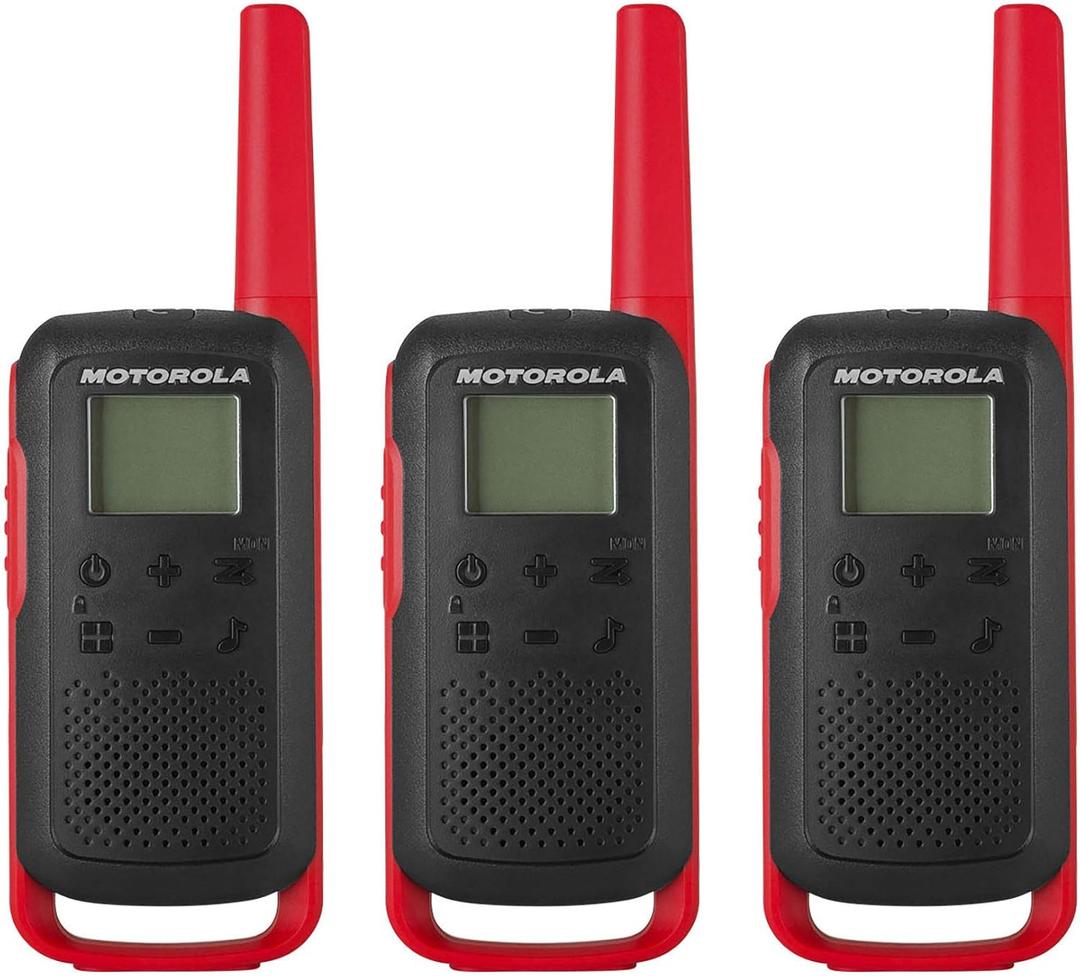 Motorola Solutions, Portable FRS, T210TP, Talkabout, Two-Way Radios, Rechargeable, 22 Channel, 20 Mile, Black W/Red, 3 Pack