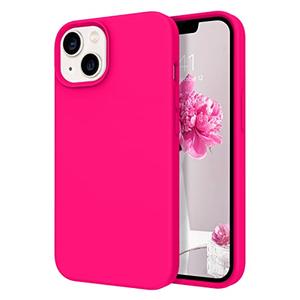 DOMAVER for iPhone 13 Case, Slim Smooth Liquid Silicone Upgrade for iPhone 13 Case 12FT Military Protection Camera Protection Soft Anti-Scratch Microfiber Lining Scratch-Resistant Back- Hot Pink
