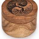 Decorative Urn Acacia Wood Human Ashes Round Shape- Engraved-Wooden Urns Handcrafted Funeral (3.5" X 3.5" X 2.5")