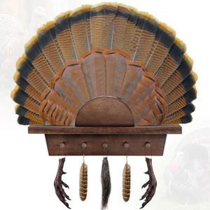 CroBlissful Turkey Fan Mounting Kit for Hanging Tail, Feather, Beard, Wall Mounted Turkey Hunting Tail Display, Durable Easy to Assemble, Trophy Mount , 13.8 Inch(Walnut Color,Stylish,1 Pack)