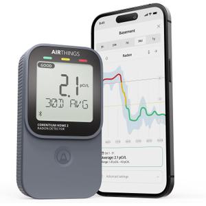 Airthings 325 Corentium Home 2 Smart Digital Radon Detector - Portable and Easy-to-use Radon Testing with Bluetooth connectivity and Humidity & Temperature Sensors