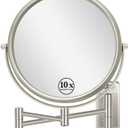 8" Wall Mounted Makeup Mirror 1X/ 10x Magnifying Mirror Double Sided Vanity Makeup Mirror for Bathroom Nickel Brush Finish