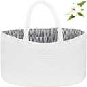ABenkle X-Large Diaper Caddy Organizer, Boho Rustic Cotton Rope Nursery Baby Basket, Changing Table Organizer for Baby Diaper Storage and Baby Shower (White)