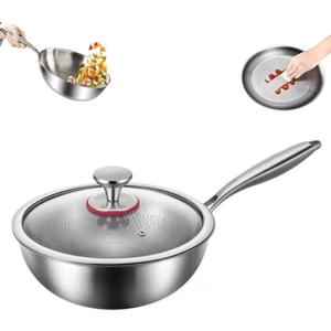 Toutrop Titanium Hammered Pan Pro with Lid, Durable Scratch-Resistant Titanium Frying Pans for Cooking Non Stick, Even Heating for Cooking, Nutritious Pan for Cooking