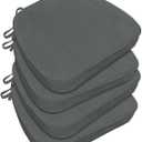 Chair Cushions for Dining Chairs, Indoor Chair Cushions with TiesWaterproof Chair Pads Set of 4, Dark Grey, 17x16x2.5 Inch