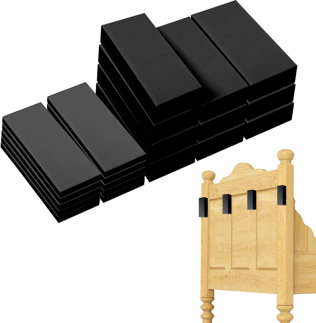20pcs Headboard Stoppers for Wall, 10pcs 20mm + 10pcs 3mm EVA Foam Headboard Bumper Pads Anti-Shake Furniture Pads Bed Noise Stoppers Wall Protector (Black)