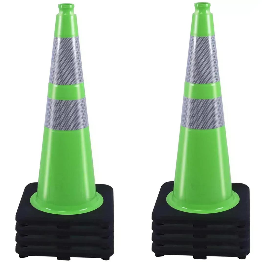 BESEA 8Pack 28" inch Traffic Cones Green Safety Cones with 6 inch Reflective Collar for Construction Driveway Road Parking Use(8 PCS)