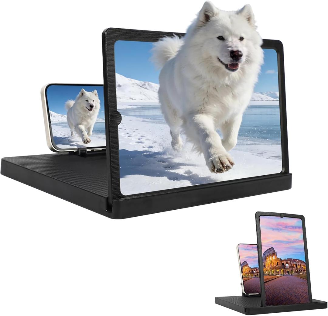 Big Screen Phone Magnifier,Screen Magnifier for Cell Phone,HD Screen Expander for Movies and Videos, Portable Magnifying Screen for Travel,Screen Magnifier Compatible with All Phones (12in, Black)