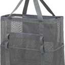Mesh Beach Bag, Large Beach Tote with Zipper Pocket, Toys Pool Bag for Family Travel Vacation Cruise Essentials