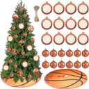 Syhood 26 Pcs Basketball Christmas Decor Set Include 12 Sports Ball Ornaments 36'' Print Christmas Tree Skirt 12 Wooden Mini Sports Ornaments and Rope for Home Xmas Holiday Party