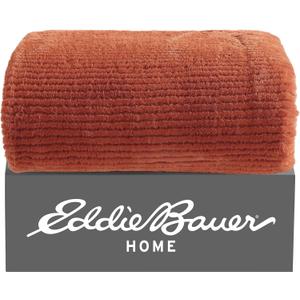 Eddie Bauer - Throw Blanket, Ultra-Soft Sherpa & Reversible Bedding for Year Round Comfort, Throw Blanket for Couch or Bed (Textured Solid Orange, 50" x 60")