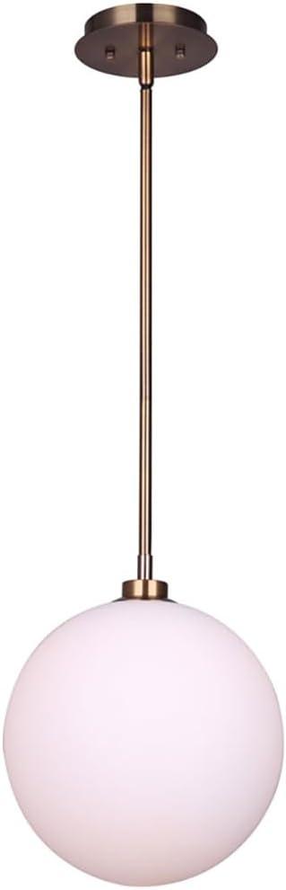 CANARM Simone 1-Light Pendant Light, Gold Finish with Flat Opal Glass Shade, Adjustable Rod, Modern Lighting for Kitchen, Dining Room or Entryway