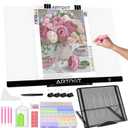 ARTDOT A2 LED Light Pad for Diamond Painting USB Powered Light Board Kit, Adjustable Brightness with 12 Angles Stand and Clips