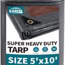 TARPAL tarp 5x10 Feet Super Heavy Duty Tarps Cover 20mil Waterproof UV Protection Rip and Tear Proof Tarpaulin with Grommets(Grey/Brown)