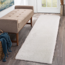 2' x 8' Shag Fluffy Runner Rug Soft Plush Area Rug Carpet Non-Slip Fuzzy Bedside Rug Hallway Laundry, White
