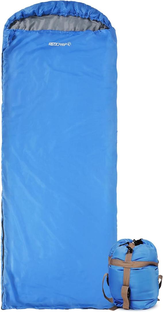 REDCAMP Ultra Lightweight Sleeping Bag for Backpacking, Hiking, Comfort for Adults Warm Weather, with Compression Sack (Blue with 1.8lbs)