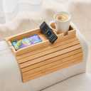 GEHE Bamboo Couch Cup Holder, Anti-Spill Sofa Arm Tray, Natural and Easy to Clean Couch Arm Cup Holder Armrest Tray Perfect for Cups, Beers, Snacks, Remote Control, Drinks (New Design-Bamboo)