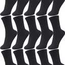 Duufin 15 Pairs Womens Crew Socks Mid Calf Casual Crew Socks for Women (Black)