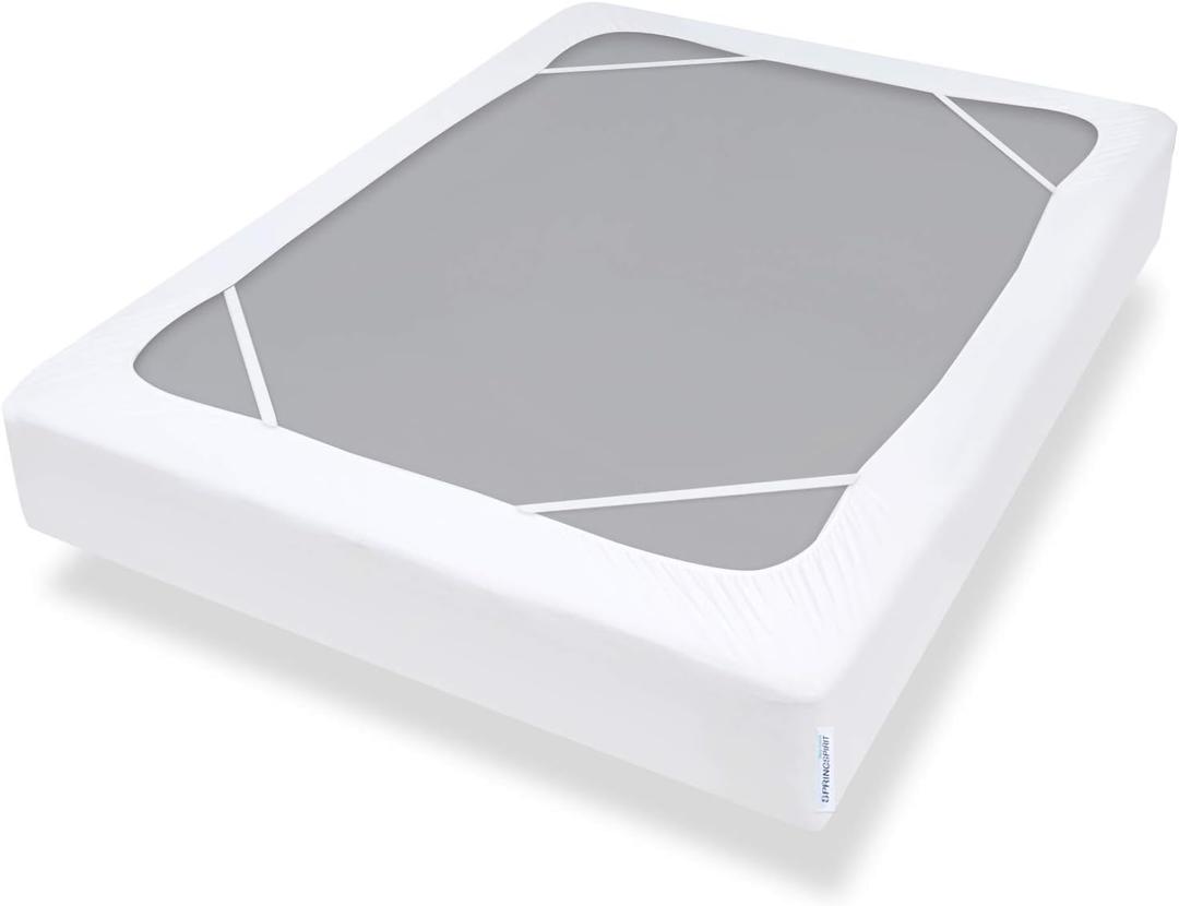 Box Spring Cover Full Size with Smooth and Elastic Woven Material, Alternates for Bed Skirt, Wrinkle & Fading Resistant, Washable, Dustproof, White